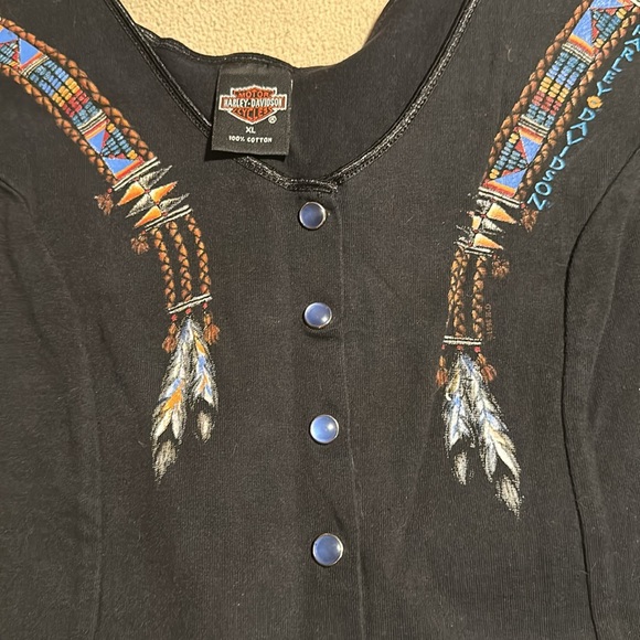 HARLEY DAVIDSON. XL. 100% Cotton. super cute. Excellent Snap Front GIFT - Picture 3 of 6